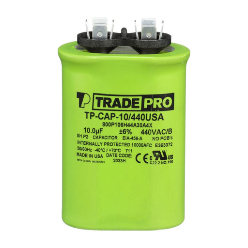TRADEPRO® 10 MFD (Microfarads) 440/370V Oval Capacitor (Made in USA)