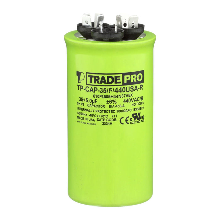 TRADEPRO® 35+5 MFD (Microfarads) 440/370V Round Capacitor (Made in USA)