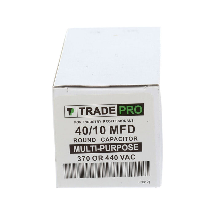 TRADEPRO® 40+10 MFD (Microfarads) 440/370V Round Run Capacitor