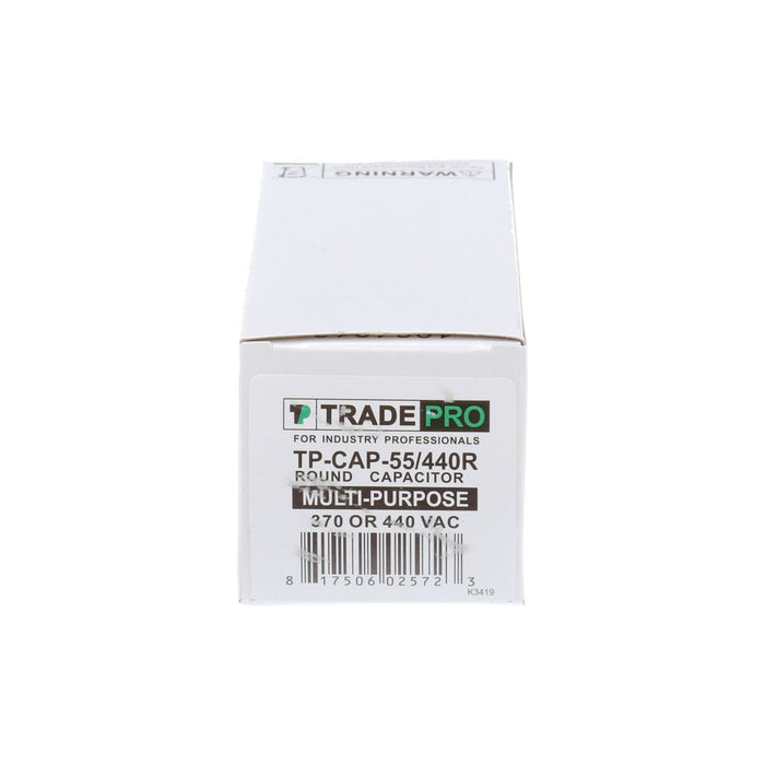 TRADEPRO® 55 MFD (Microfarads) 440/370V Round Run Capacitor