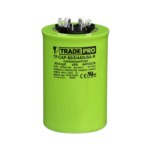 TRADEPRO® 60+5 MFD (Microfarads) 440/370V Round Capacitor (Made in USA)