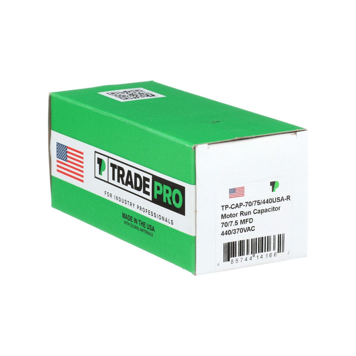 TRADEPRO® 70+7.5 MFD (Microfarads) 440/370V Round Capacitor (Made in USA)