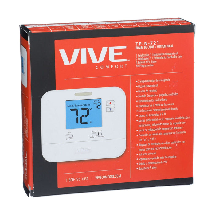 VIVE™ Non-Programmable Large Display Heat Pump Thermostat 2H/1C